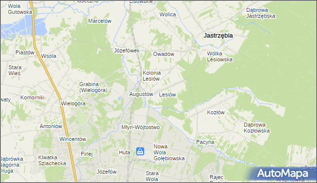 mapa Lesiów, Lesiów na mapie Targeo