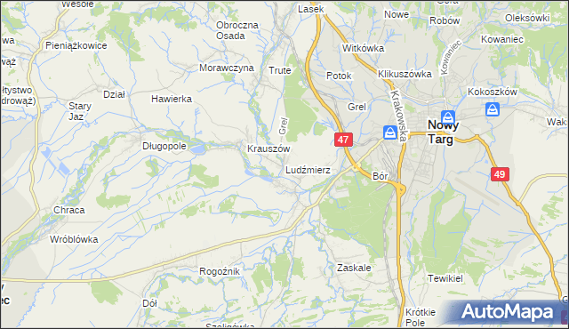 mapa Ludźmierz, Ludźmierz na mapie Targeo