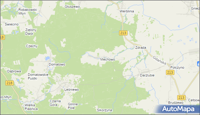 mapa Mechowo gmina Puck, Mechowo gmina Puck na mapie Targeo