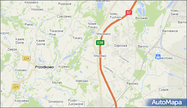 mapa Miszewo gmina Żukowo, Miszewo gmina Żukowo na mapie Targeo