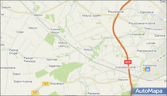 mapa Motycz, Motycz na mapie Targeo