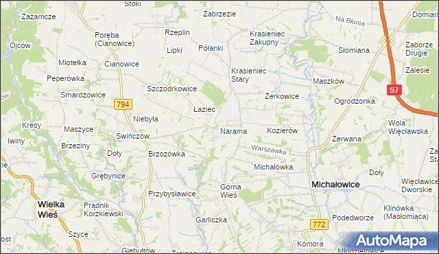 mapa Narama, Narama na mapie Targeo