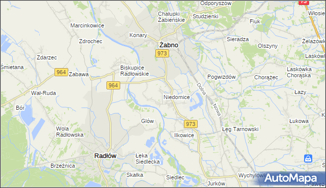 mapa Niedomice, Niedomice na mapie Targeo