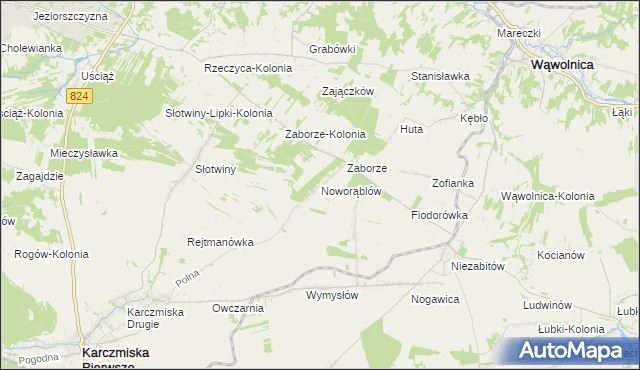 mapa Noworąblów, Noworąblów na mapie Targeo