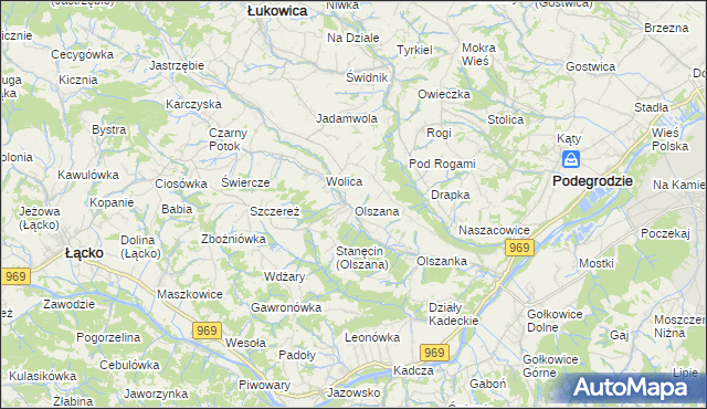 mapa Olszana, Olszana na mapie Targeo