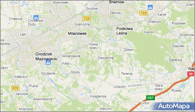 mapa Owczarnia gmina Brwinów, Owczarnia gmina Brwinów na mapie Targeo