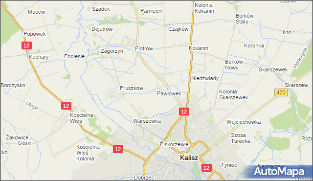 mapa Pawłówek gmina Blizanów, Pawłówek gmina Blizanów na mapie Targeo