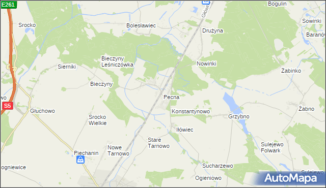mapa Pecna, Pecna na mapie Targeo