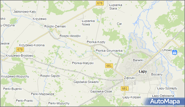 mapa Płonka Kościelna, Płonka Kościelna na mapie Targeo