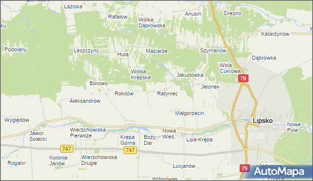 mapa Ratyniec, Ratyniec na mapie Targeo