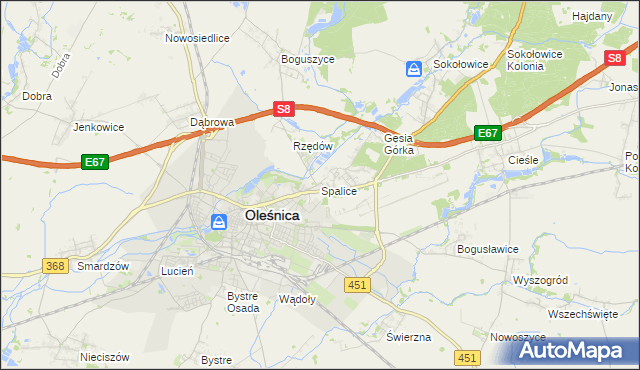 mapa Spalice, Spalice na mapie Targeo