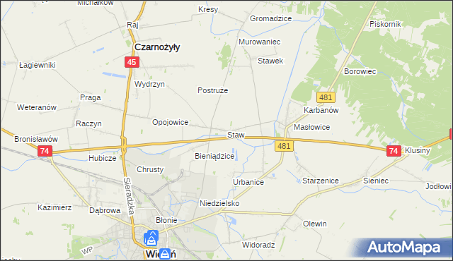 mapa Staw gmina Czarnożyły, Staw gmina Czarnożyły na mapie Targeo