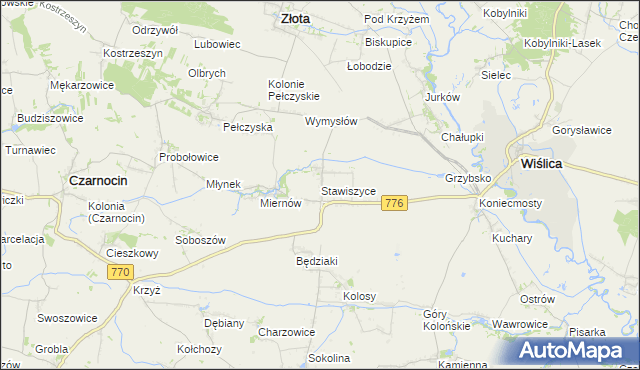 mapa Stawiszyce, Stawiszyce na mapie Targeo