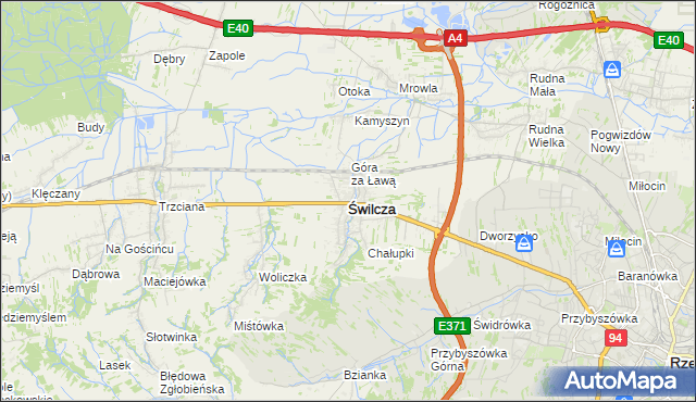 mapa Świlcza, Świlcza na mapie Targeo