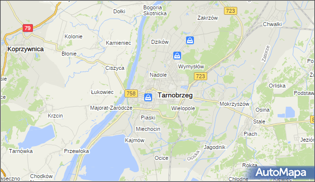 mapa Tarnobrzegu, Tarnobrzeg na mapie Targeo