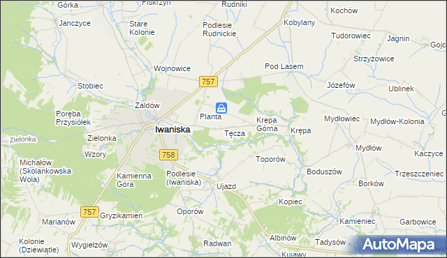 mapa Tęcza, Tęcza na mapie Targeo