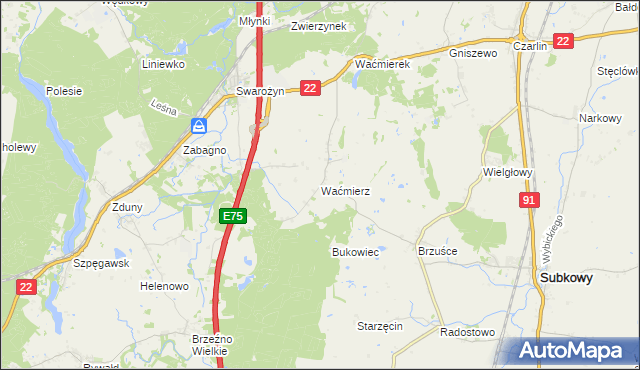 mapa Waćmierz, Waćmierz na mapie Targeo