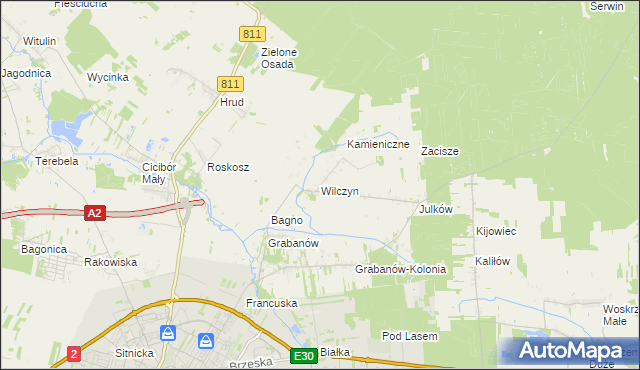 mapa Wilczyn gmina Biała Podlaska, Wilczyn gmina Biała Podlaska na mapie Targeo