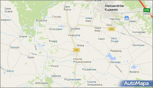 mapa Wólka gmina Aleksandrów Kujawski, Wólka gmina Aleksandrów Kujawski na mapie Targeo