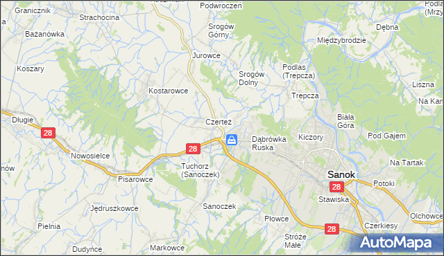 mapa Zabłotce gmina Sanok, Zabłotce gmina Sanok na mapie Targeo