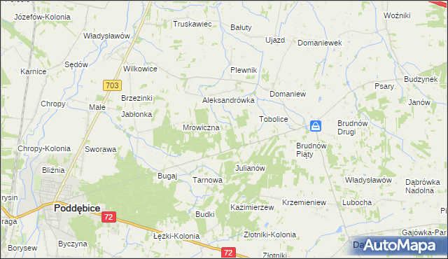 mapa Antoniew gmina Dalików, Antoniew gmina Dalików na mapie Targeo