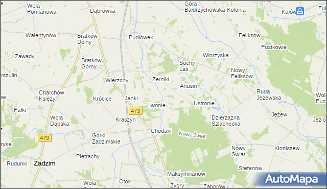 mapa Babiniec gmina Zadzim, Babiniec gmina Zadzim na mapie Targeo