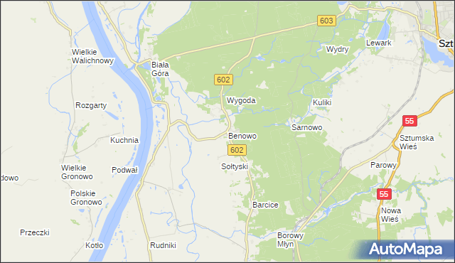 mapa Benowo, Benowo na mapie Targeo