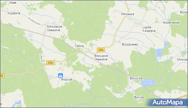 mapa Biskupice Oławskie, Biskupice Oławskie na mapie Targeo