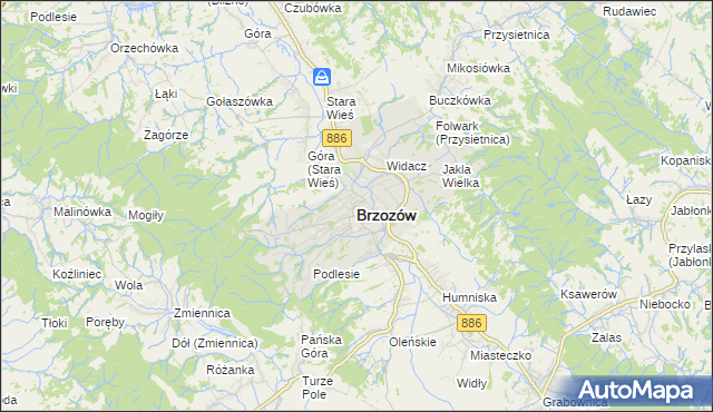 mapa Brzozów, Brzozów na mapie Targeo