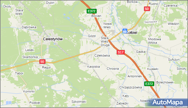 mapa Człekówka, Człekówka na mapie Targeo