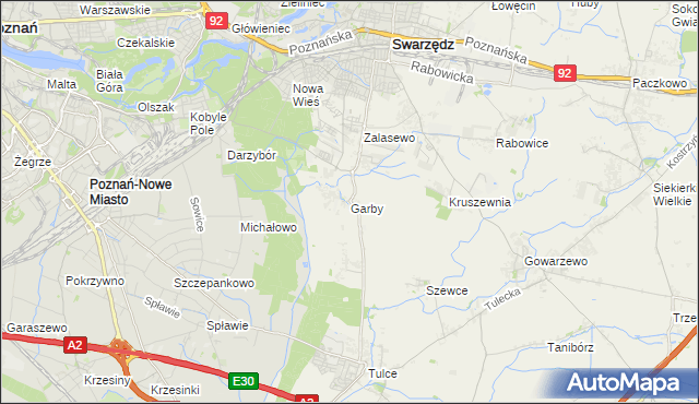 mapa Garby gmina Swarzędz, Garby gmina Swarzędz na mapie Targeo