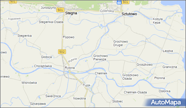 mapa Grochowo Pierwsze, Grochowo Pierwsze na mapie Targeo