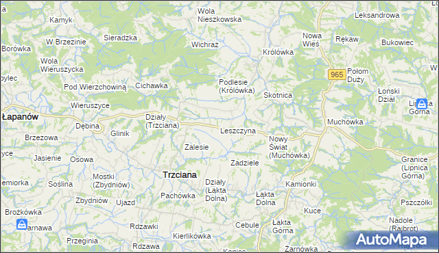 mapa Leszczyna gmina Trzciana, Leszczyna gmina Trzciana na mapie Targeo