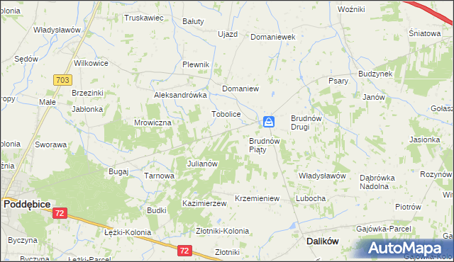 mapa Marysin gmina Dalików, Marysin gmina Dalików na mapie Targeo