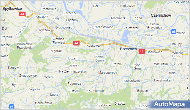 mapa Nowe Dwory gmina Brzeźnica, Nowe Dwory gmina Brzeźnica na mapie Targeo