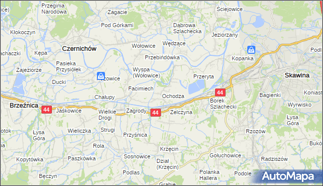 mapa Ochodza gmina Skawina, Ochodza gmina Skawina na mapie Targeo