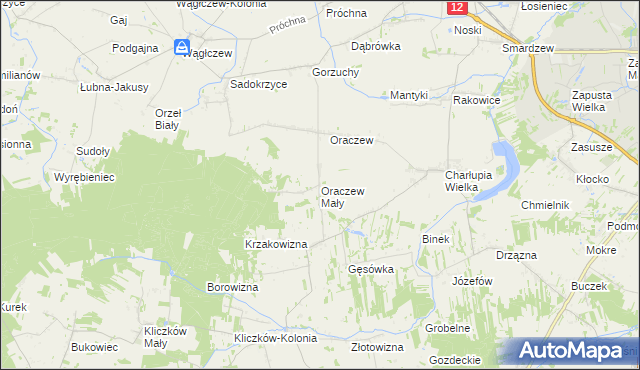 mapa Oraczew Mały, Oraczew Mały na mapie Targeo