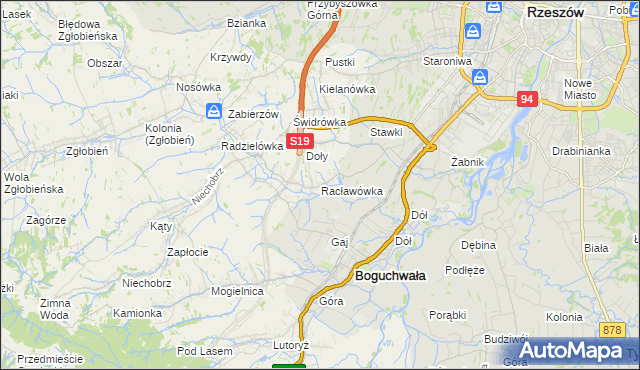 mapa Racławówka, Racławówka na mapie Targeo