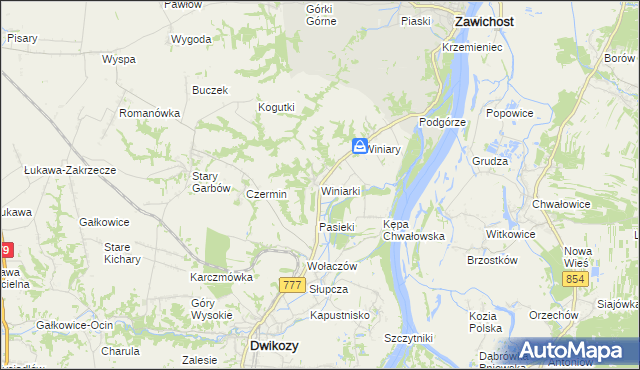 mapa Winiarki, Winiarki na mapie Targeo