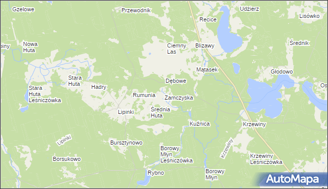 mapa Zamczyska, Zamczyska na mapie Targeo