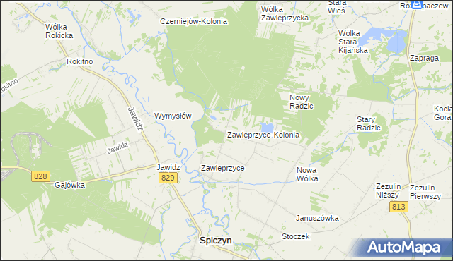 mapa Zawieprzyce-Kolonia, Zawieprzyce-Kolonia na mapie Targeo