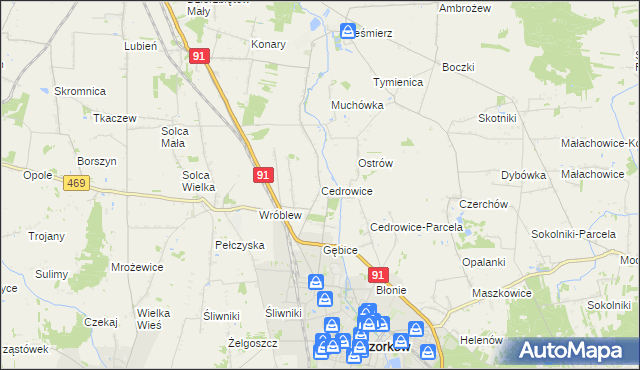 mapa Cedrowice, Cedrowice na mapie Targeo