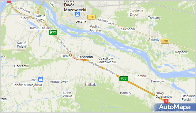 mapa Cząstków Mazowiecki, Cząstków Mazowiecki na mapie Targeo