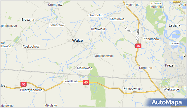 mapa Dobieszowice gmina Walce, Dobieszowice gmina Walce na mapie Targeo