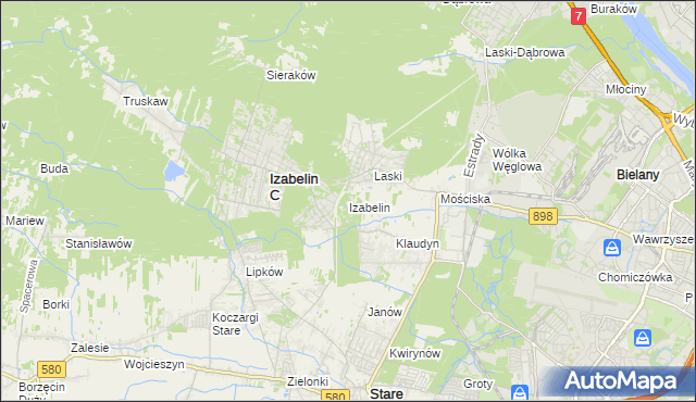 mapa Izabelin powiat warszawski zachodni, Izabelin powiat warszawski zachodni na mapie Targeo