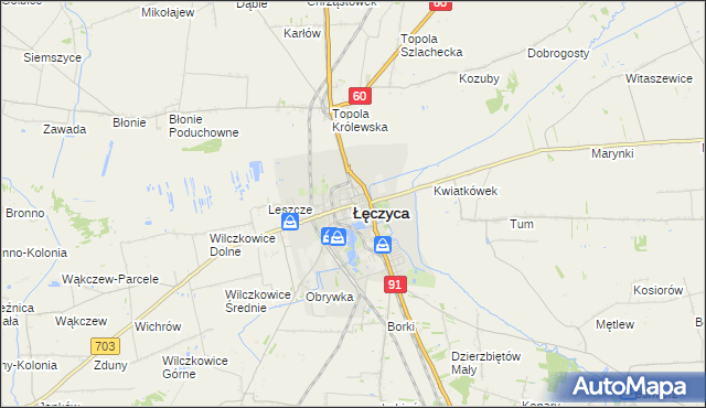 mapa Łęczyca, Łęczyca na mapie Targeo