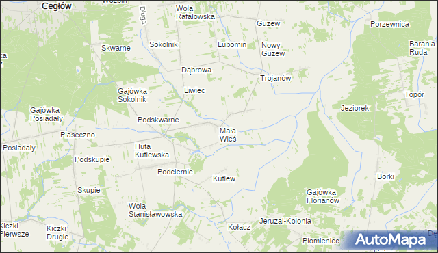 mapa Mała Wieś gmina Mrozy, Mała Wieś gmina Mrozy na mapie Targeo