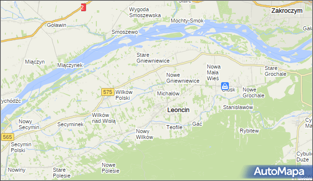 mapa Michałów gmina Leoncin, Michałów gmina Leoncin na mapie Targeo