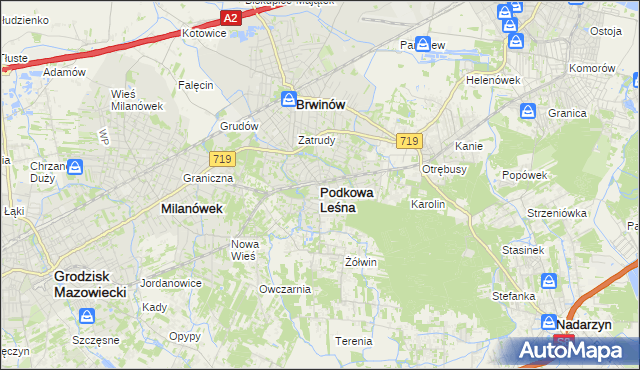 mapa Podkowa Leśna, Podkowa Leśna na mapie Targeo
