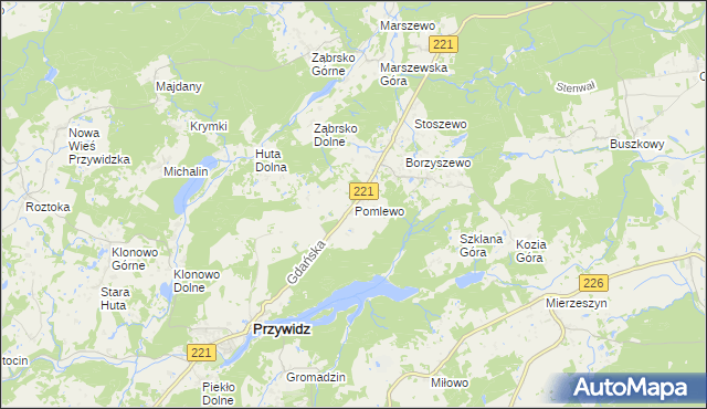 mapa Pomlewo, Pomlewo na mapie Targeo